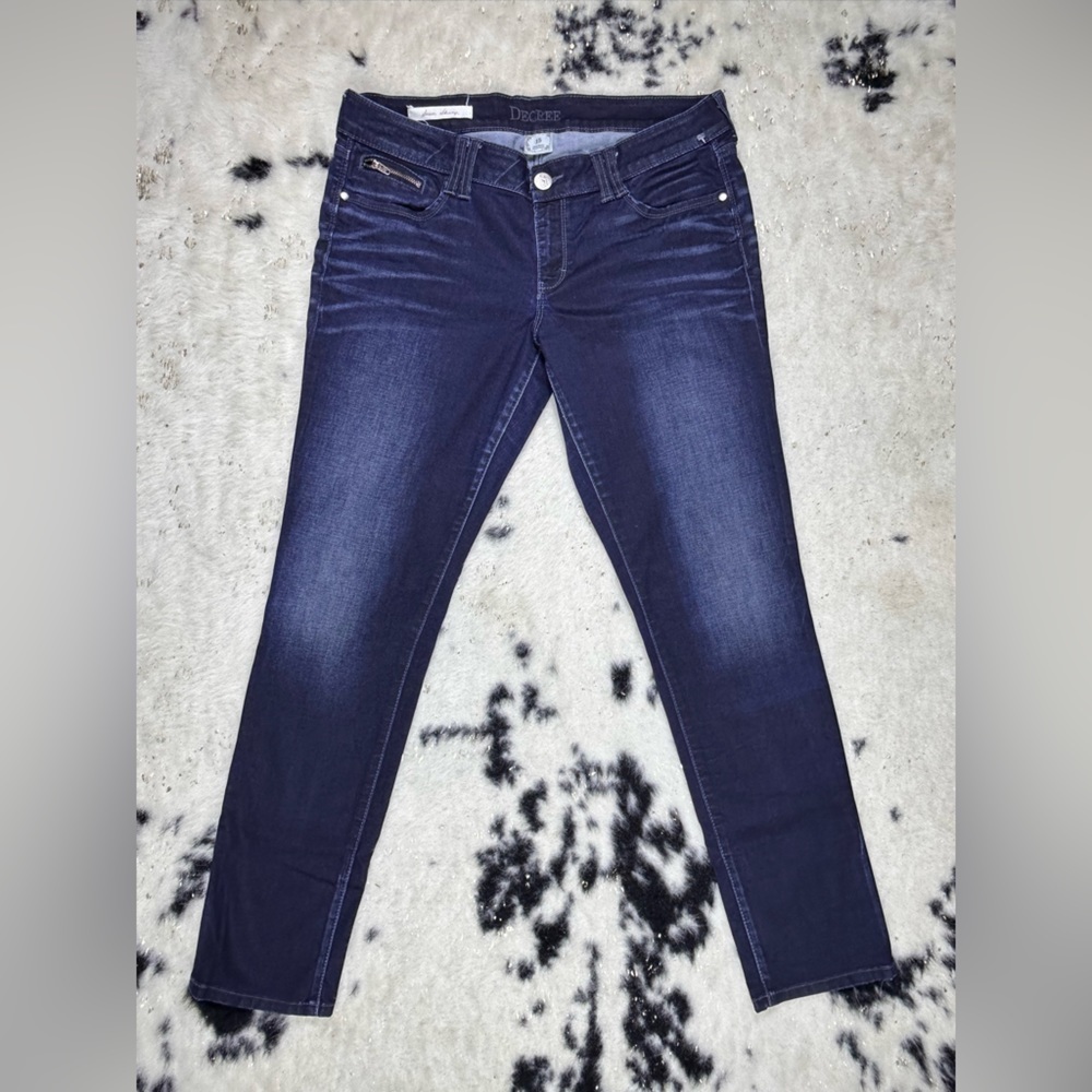 Decree Dark Wash Super Skinny Mid Rise Denim Jeans Size
